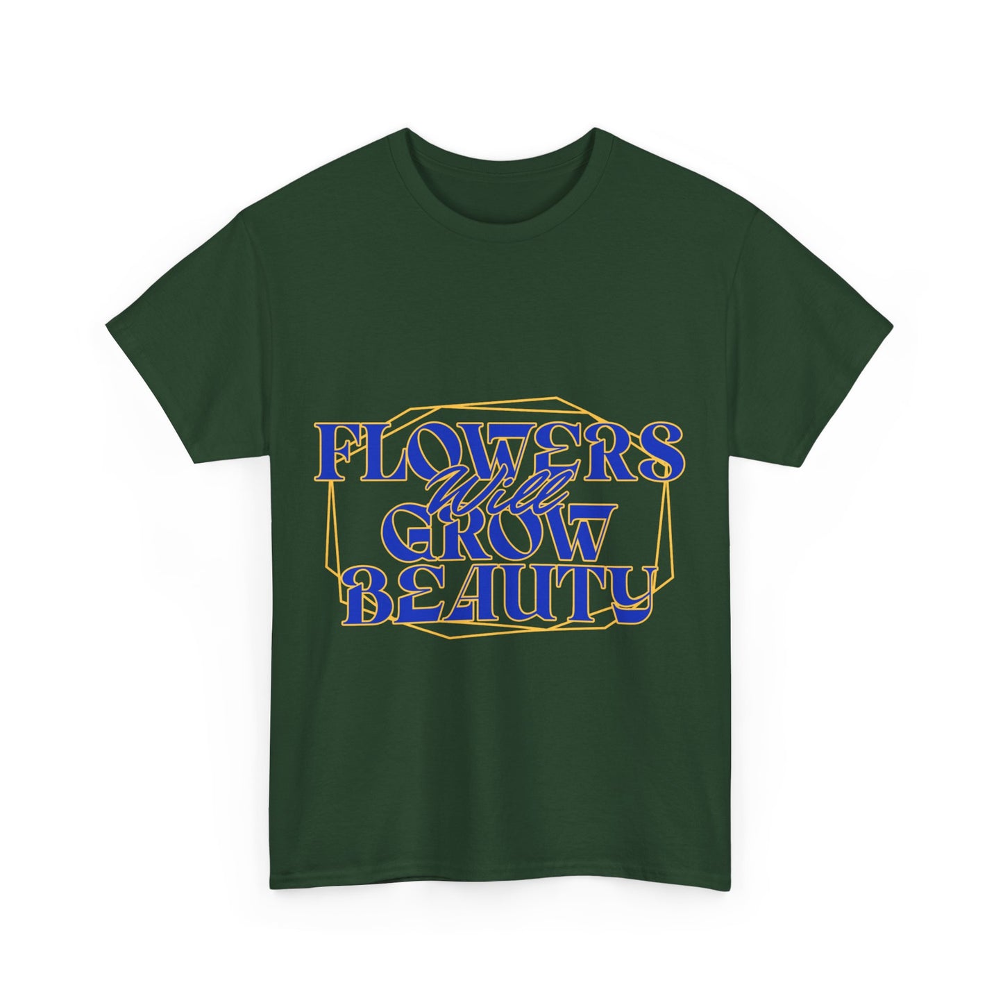 T-shirt con scritta "Flowers will growth beauty"