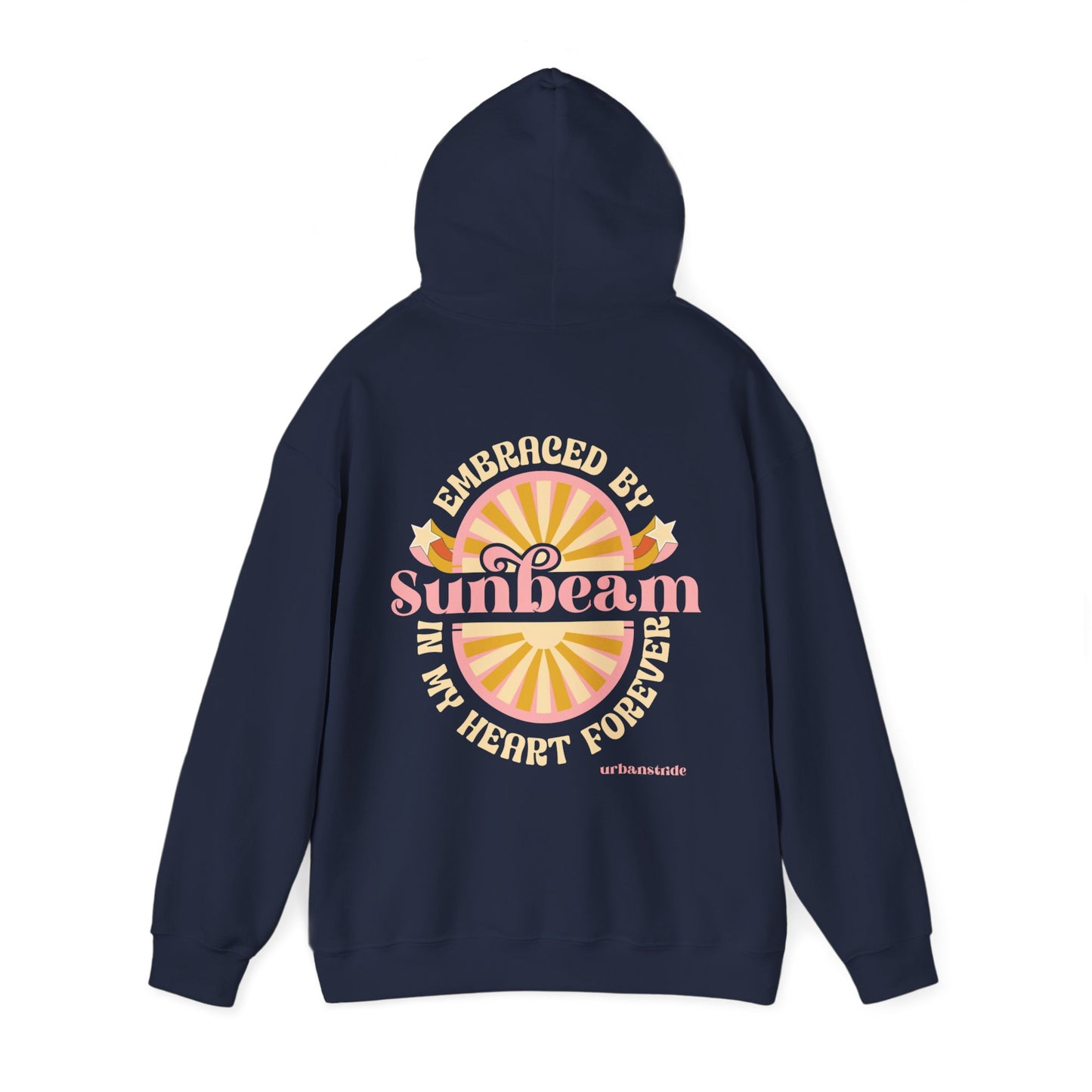 Felpa con scritta "Sunbeam embraced by in my heart forever"