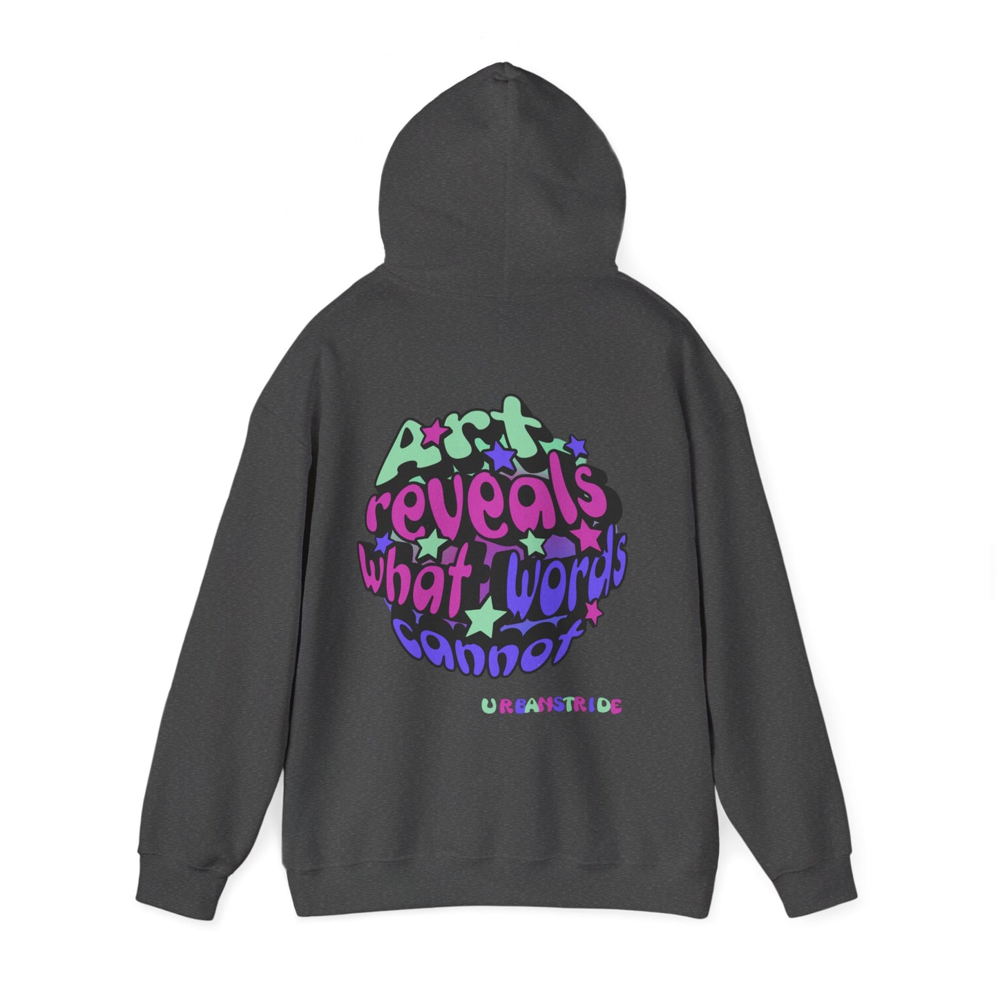 Felpa con scritta "Art reveals what words cannot"