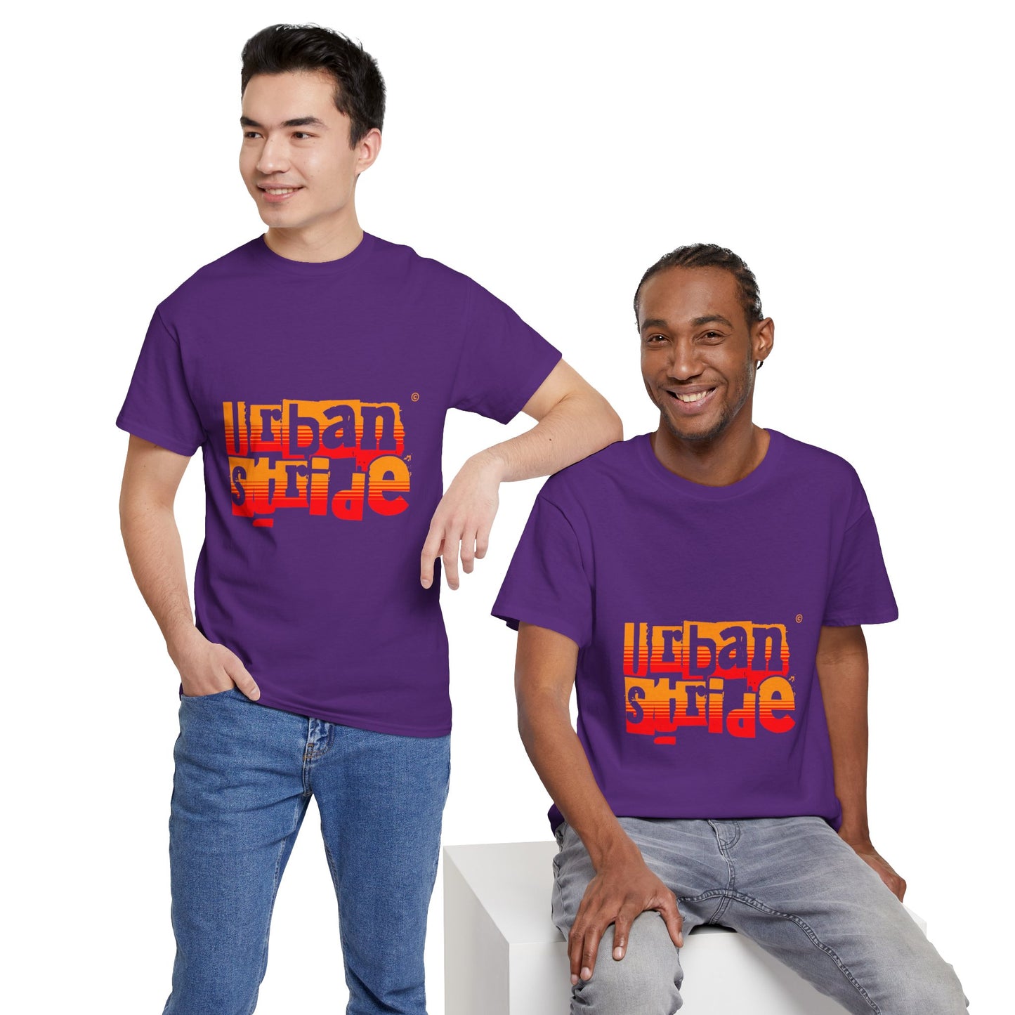 T-shirt con scritta "Urban Stride" sfumata arancio-rosso