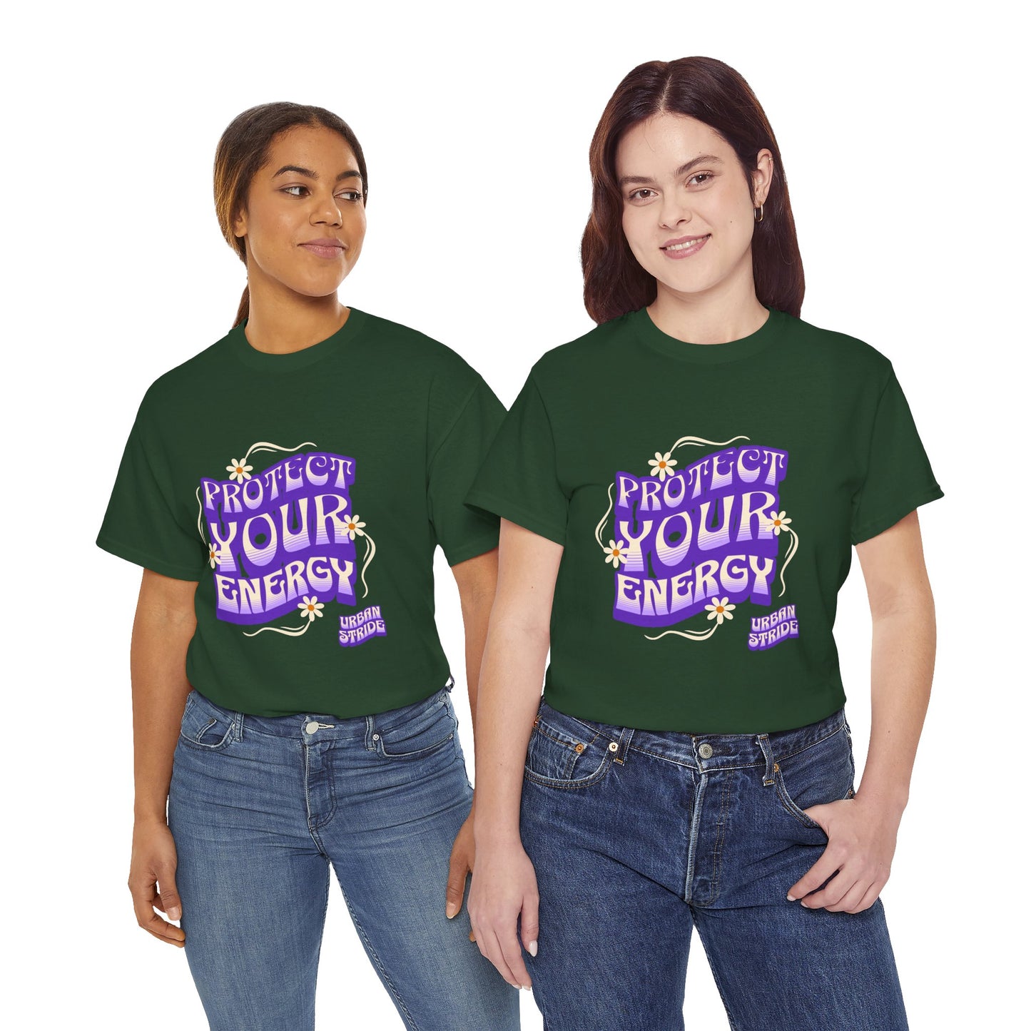 T-shirt con scritta "Protect your energy"