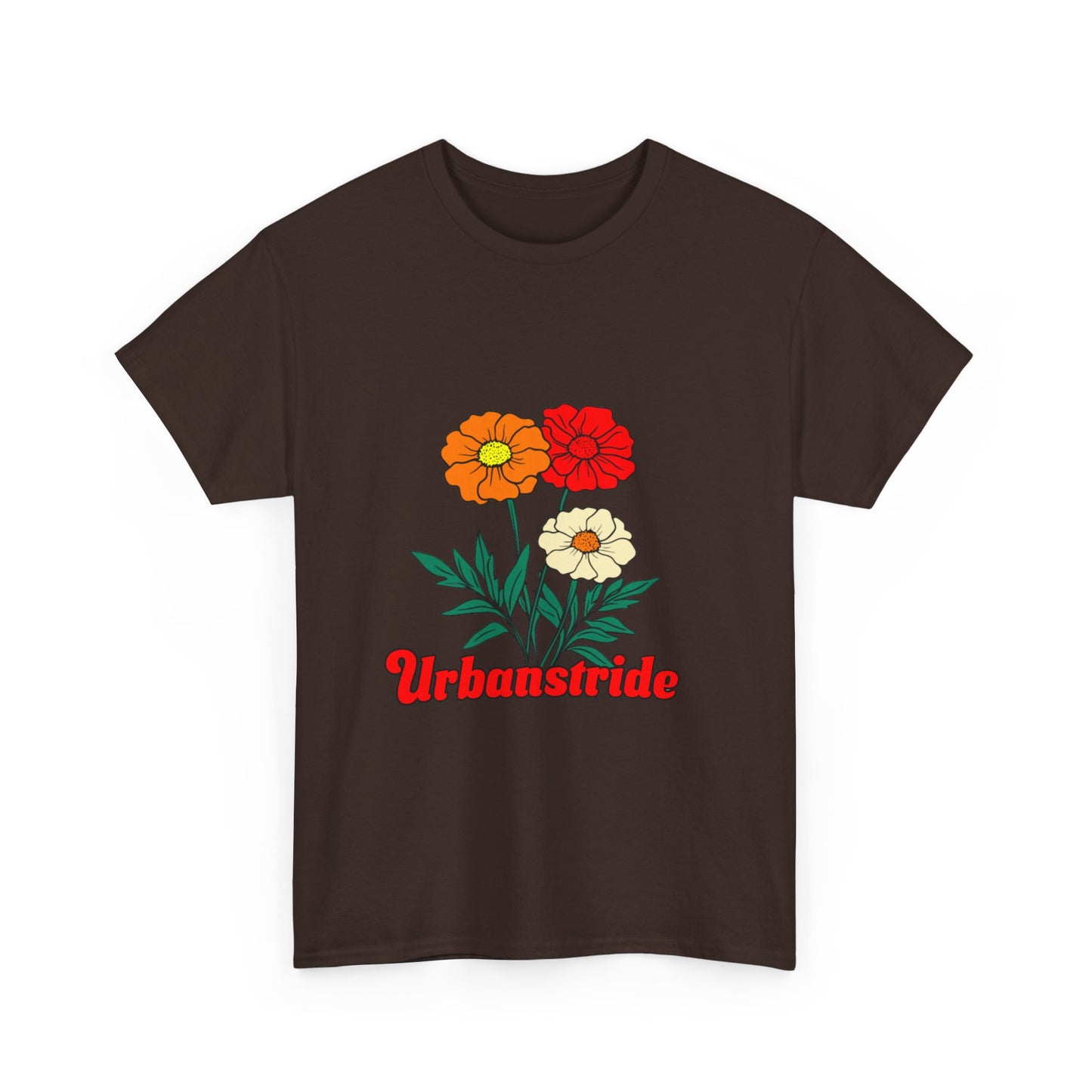 T-shirt con rappresentazione di fiori e scritta "Urbanstride"