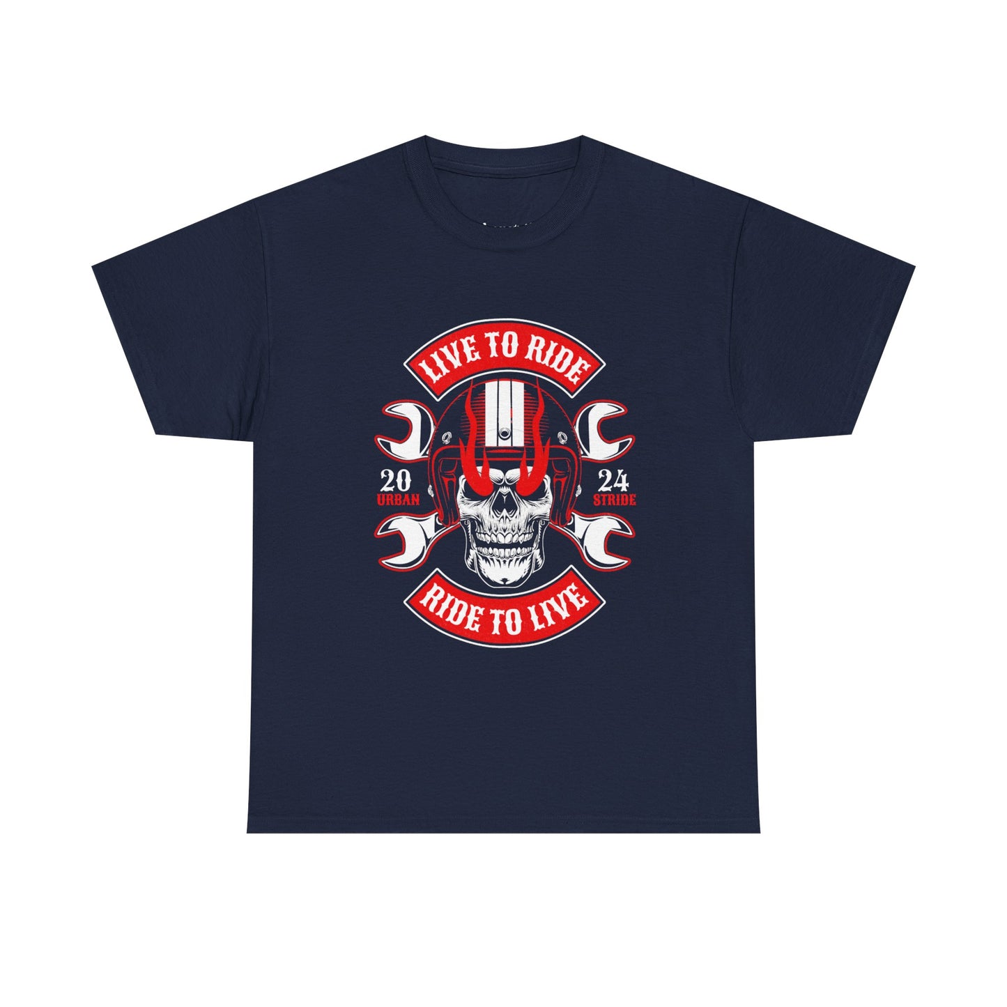 T-shirt con scritta "Live to ride ; Ride to live"