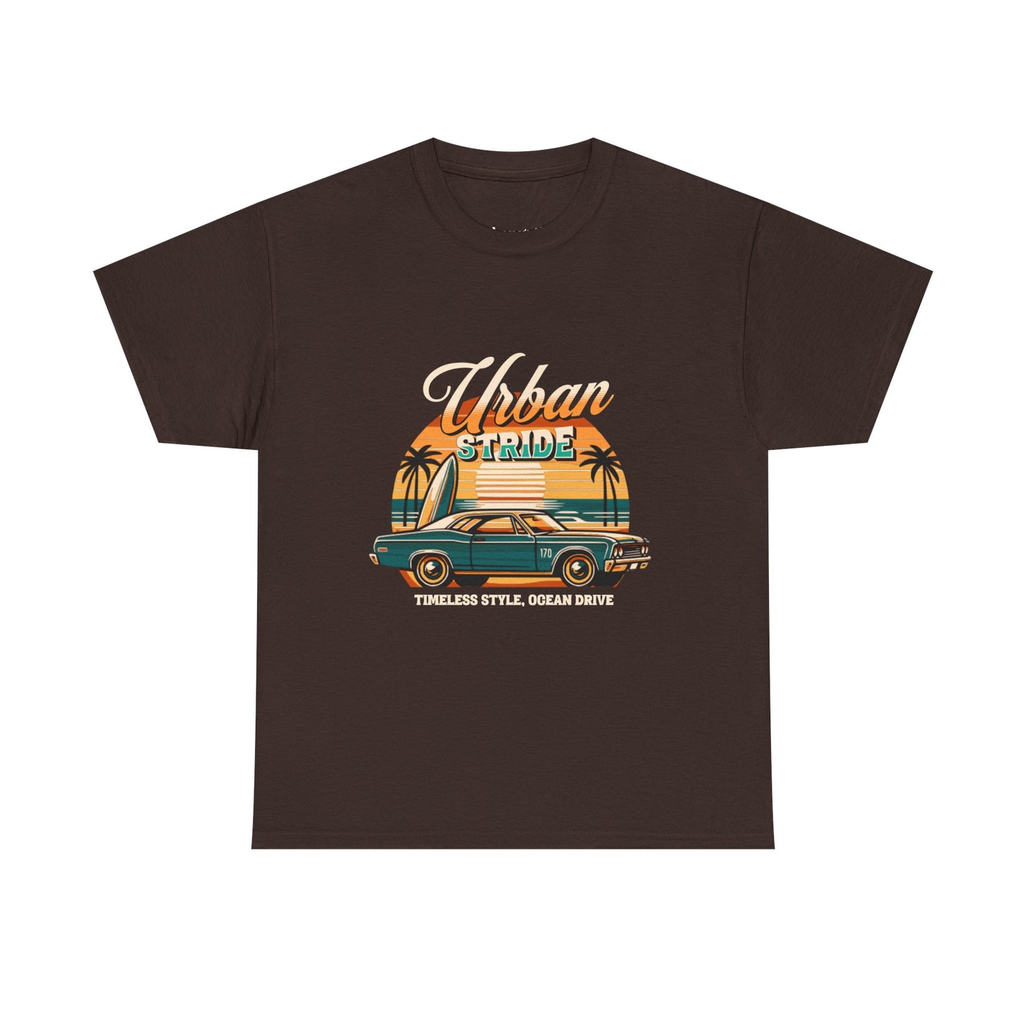 T-shirt con scritta"Urbanstride timeless style ocean drive "