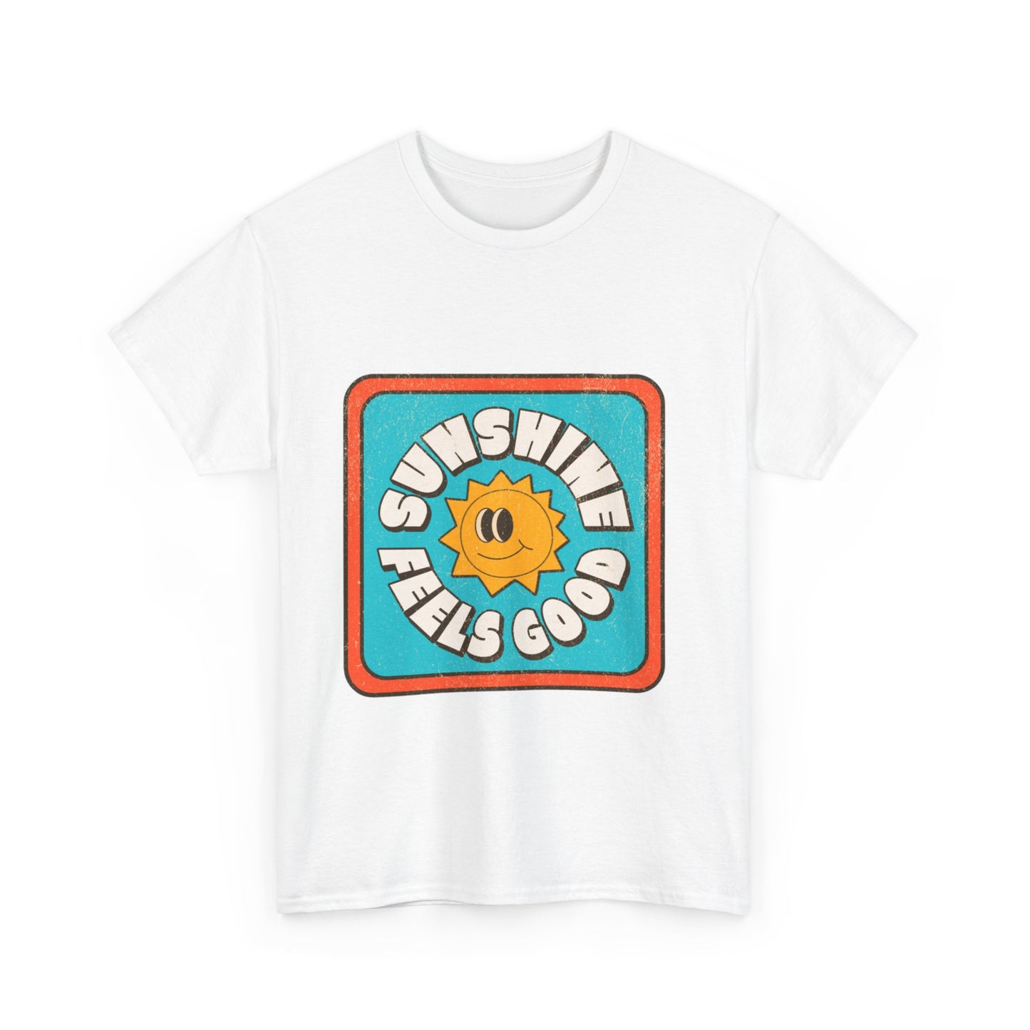 T-shirt con scritta "Sunshine feel good"