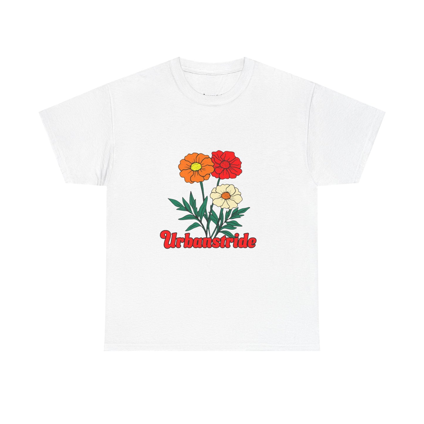 T-shirt con rappresentazione di fiori e scritta "Urbanstride"