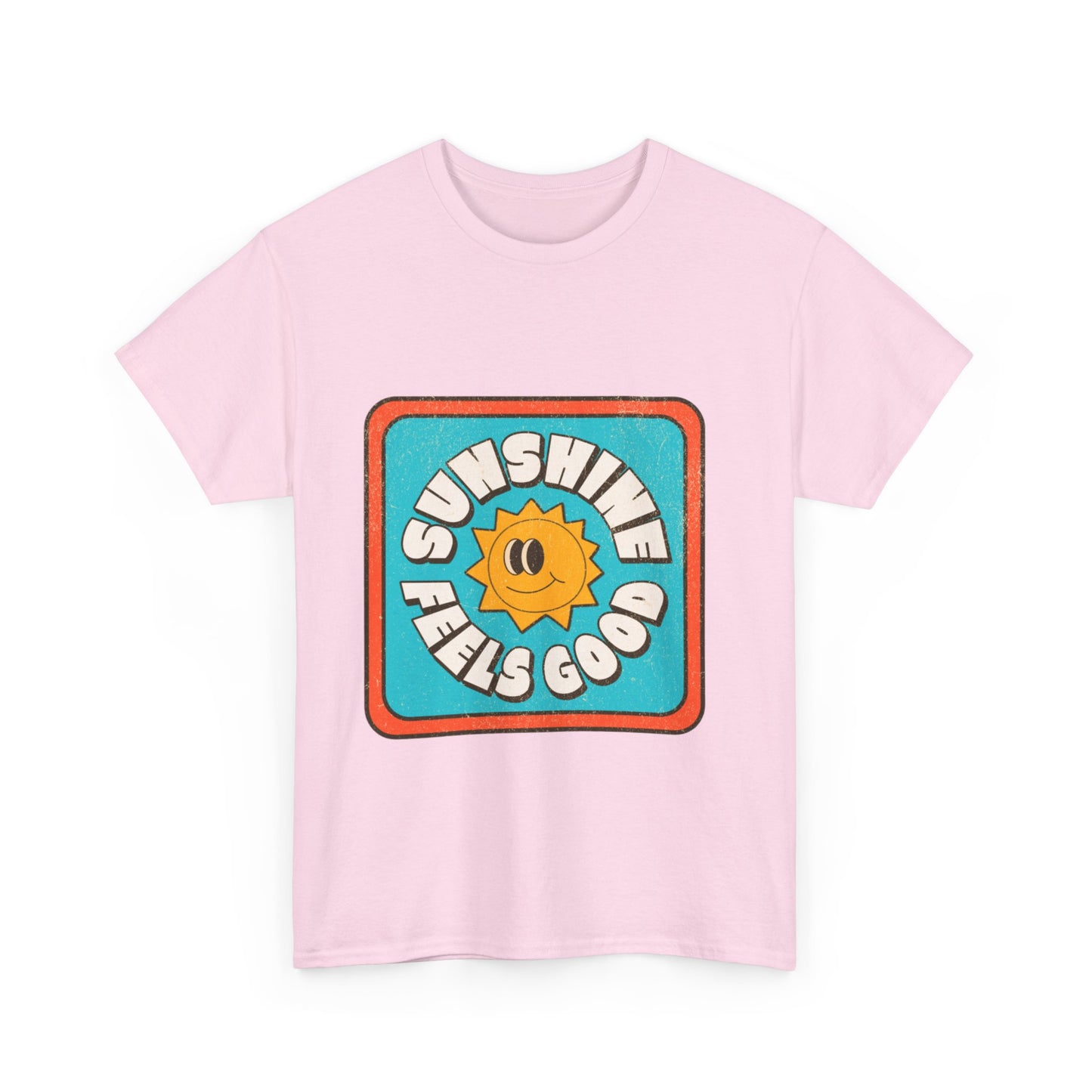 T-shirt con scritta "Sunshine feel good"