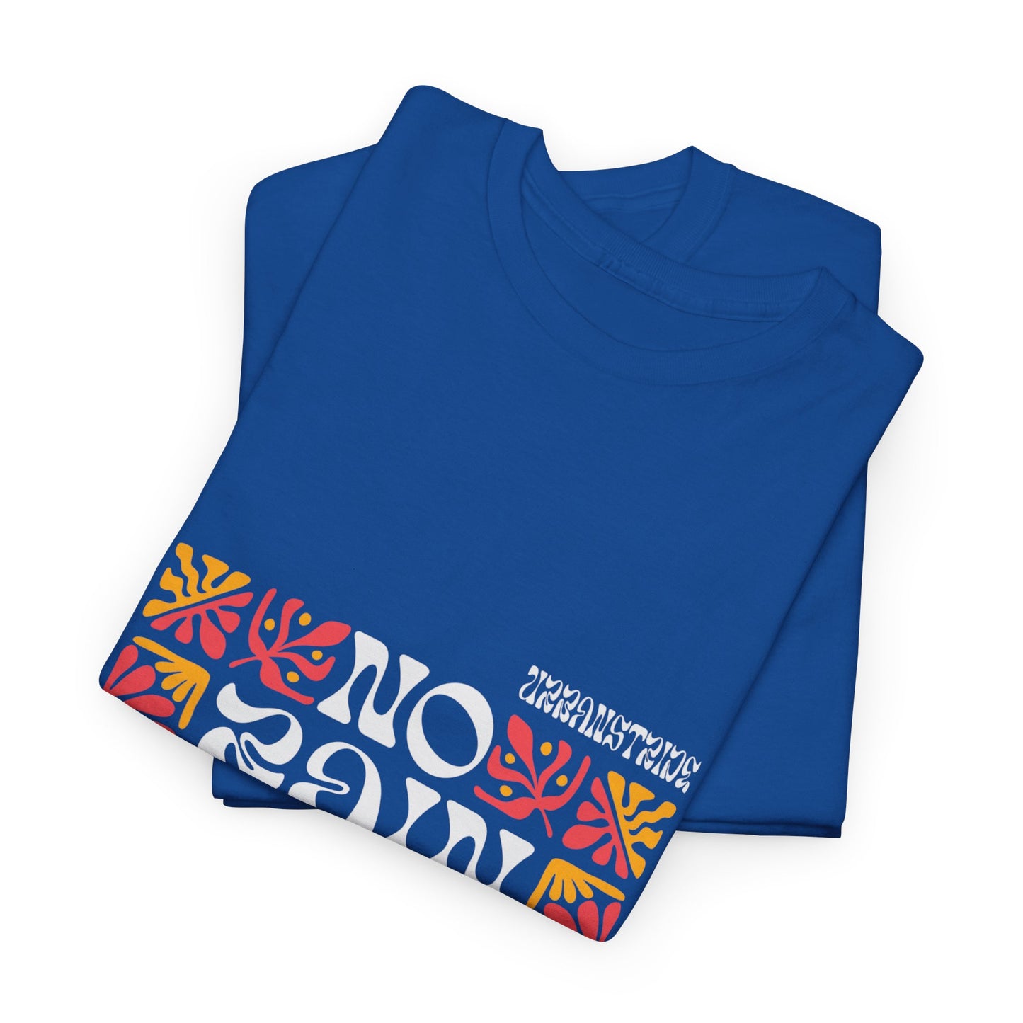 T-shirt con scritta "No rain no flowers"