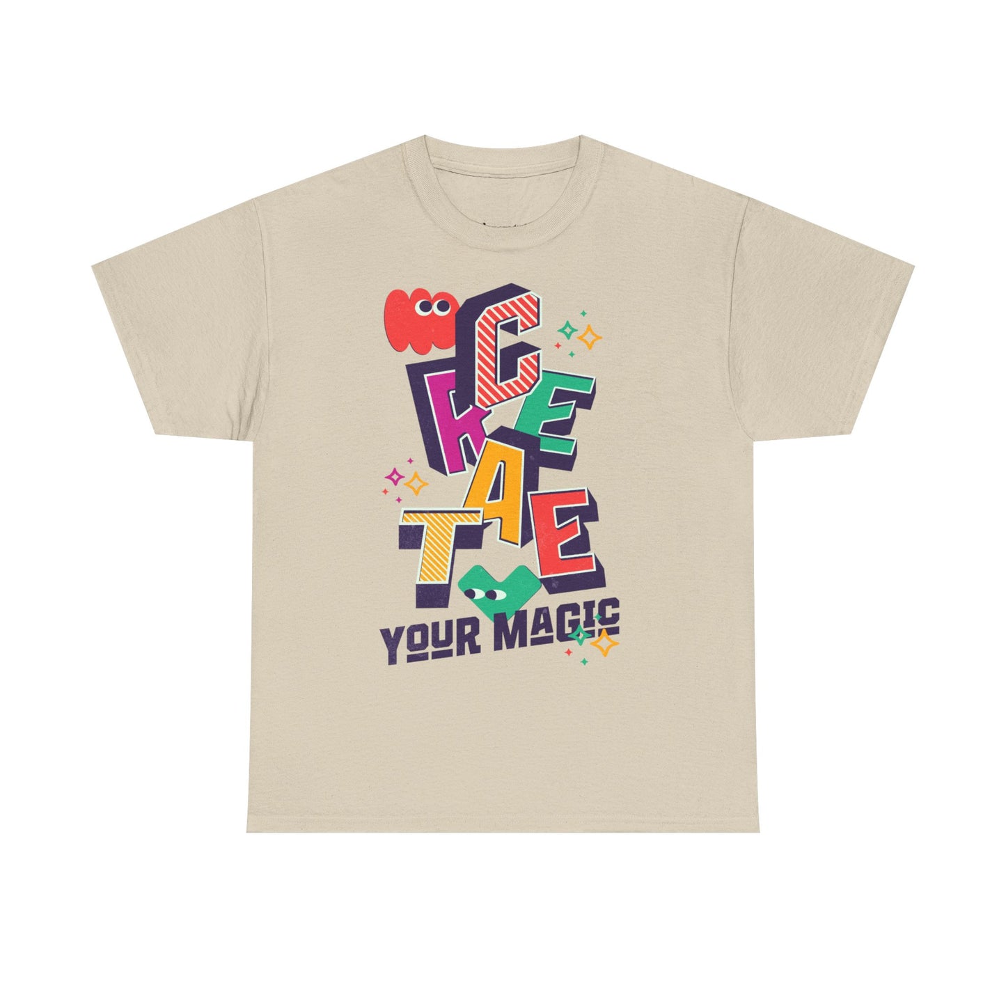 T-shirt con scritta "Create your magic"