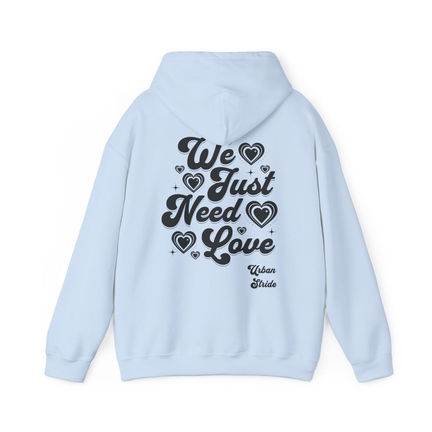 Felpa con scritta "We just need love"