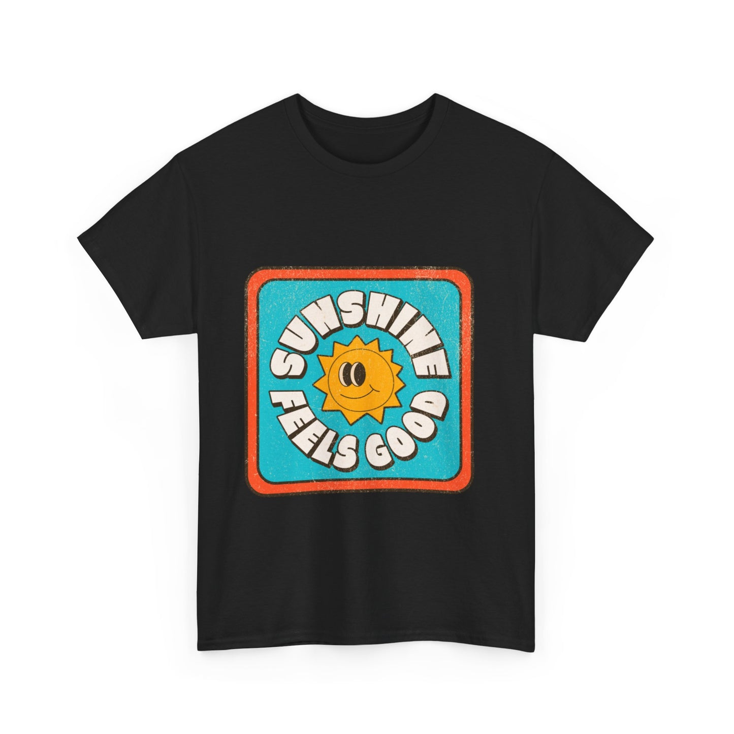 T-shirt con scritta "Sunshine feel good"