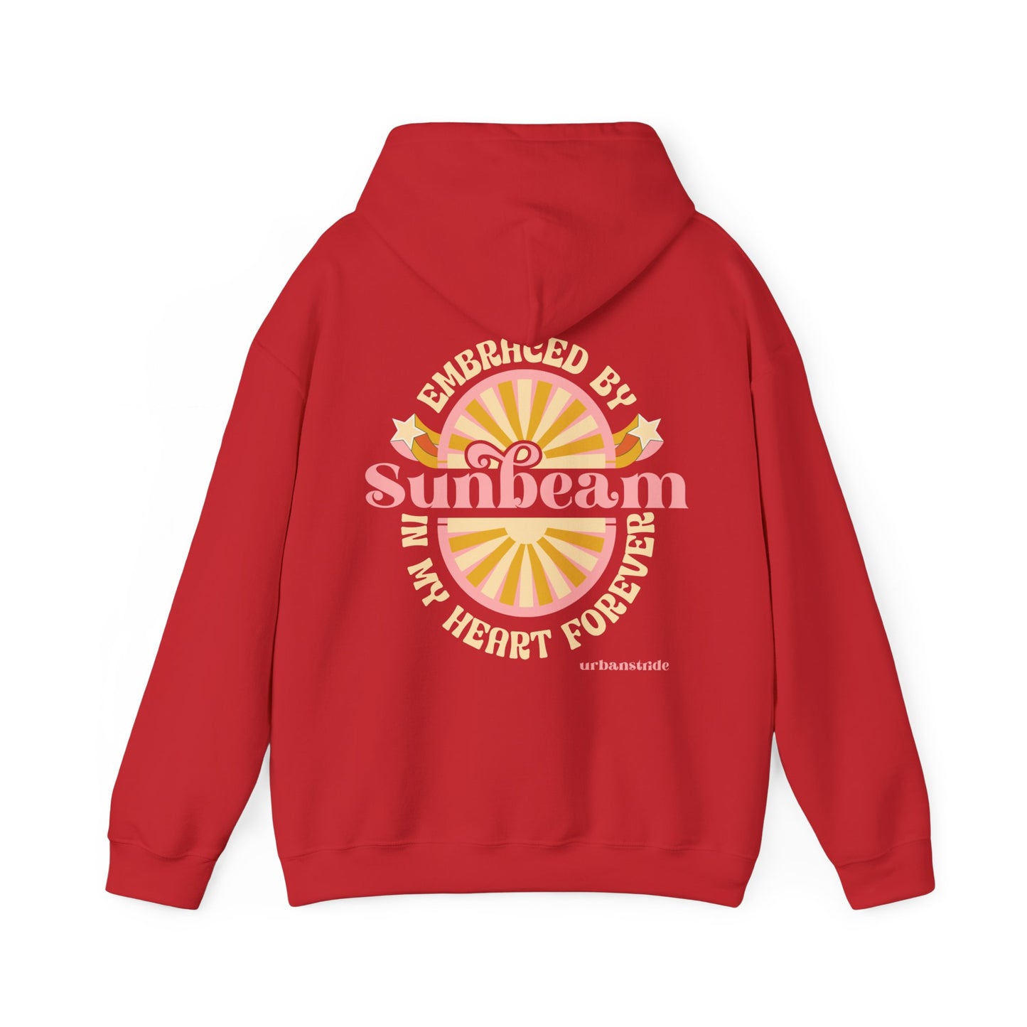 Felpa con scritta "Sunbeam embraced by in my heart forever"