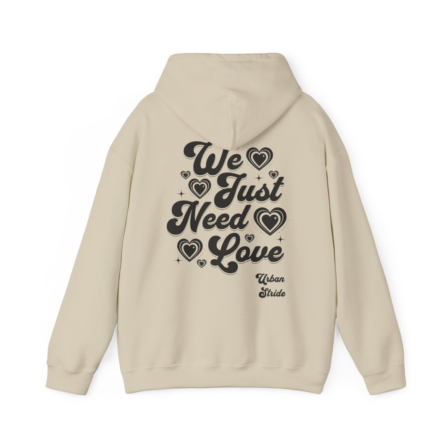 Felpa con scritta "We just need love"