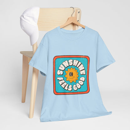 T-shirt con scritta "Sunshine feel good"