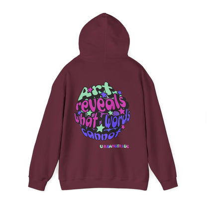 Felpa con scritta "Art reveals what words cannot"