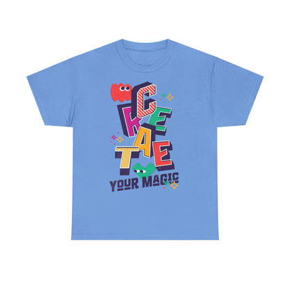 T-shirt con scritta "Create your magic"