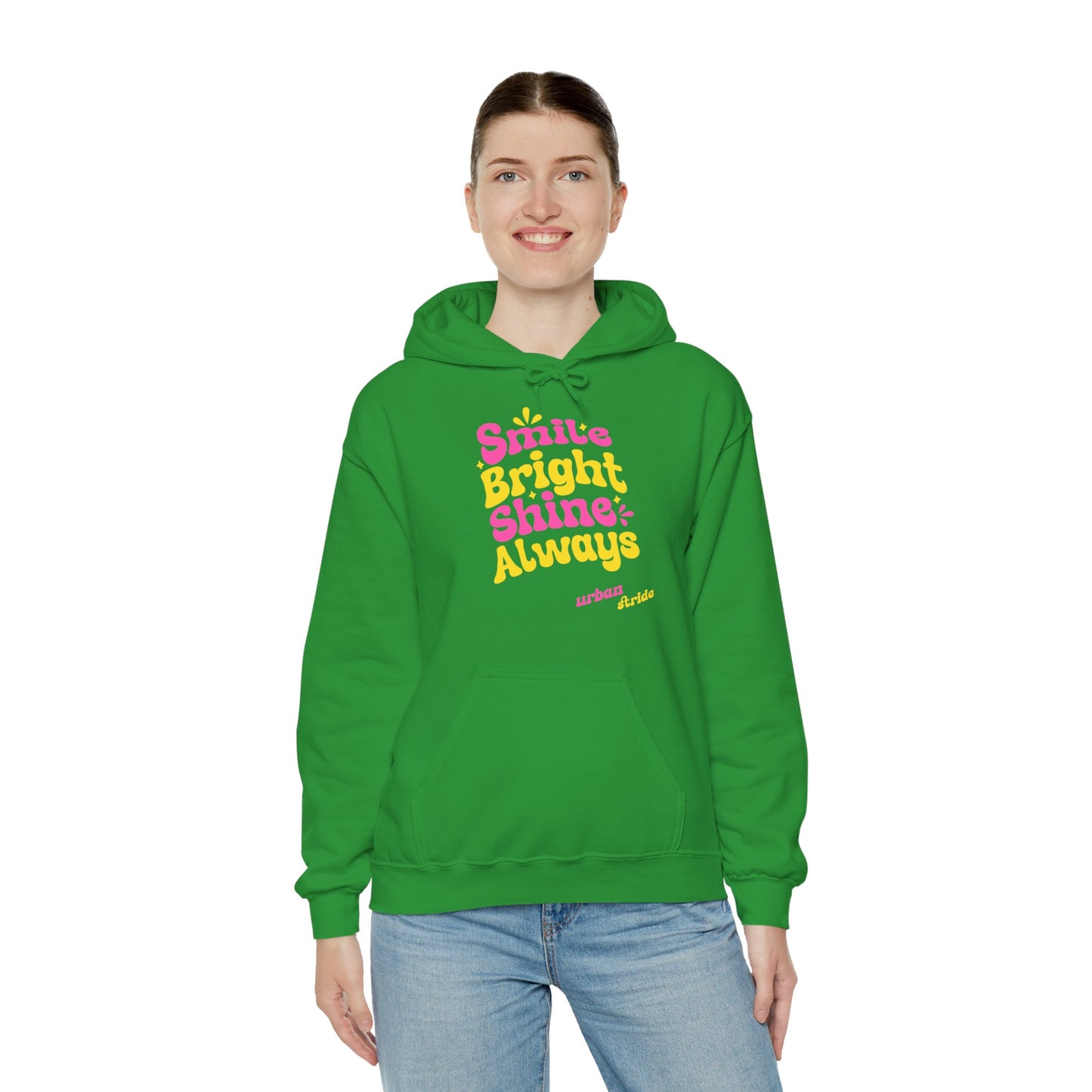 Felpa con scritta "Smile bright shine always"