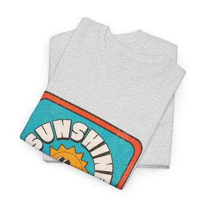 T-shirt con scritta "Sunshine feel good"
