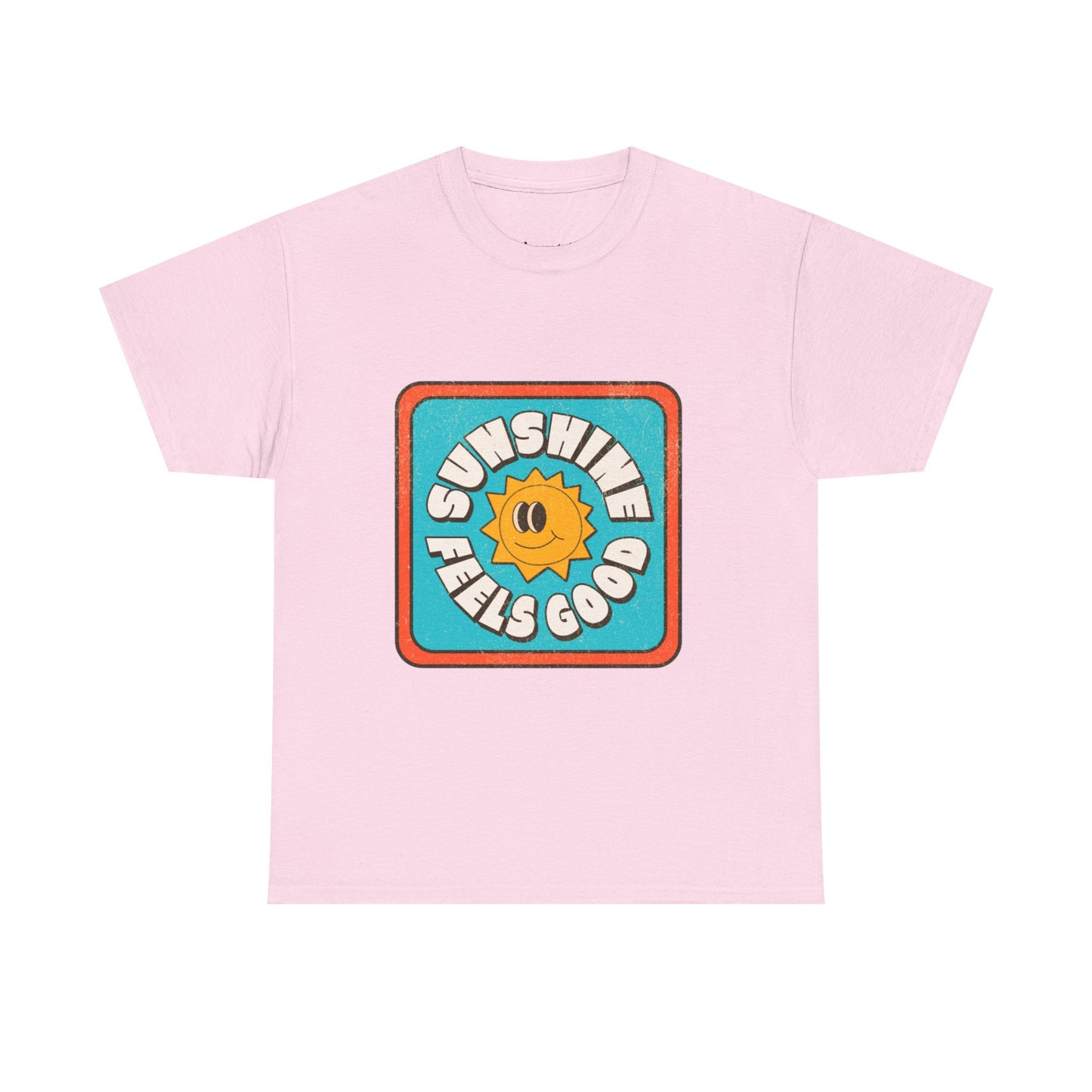 T-shirt con scritta "Sunshine feel good"