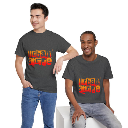 T-shirt con scritta "Urban Stride" sfumata arancio-rosso
