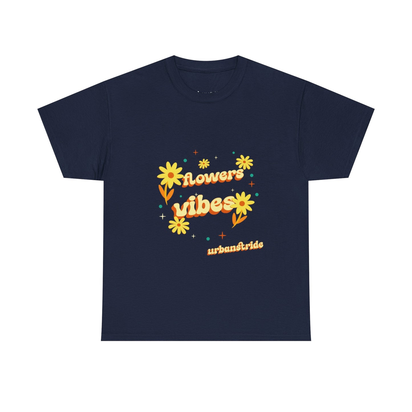 T-shirt con scritta "Flowers vibes"
