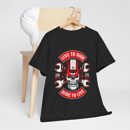T-shirt con scritta "Live to ride ; Ride to live"
