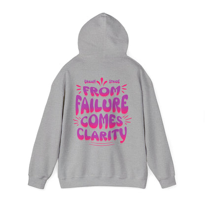 Felpa con scritta "From failure comes clarity"