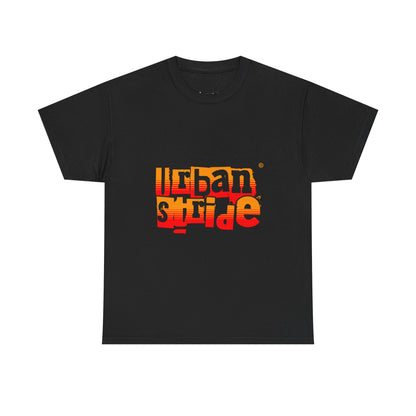 T-shirt con scritta "Urban Stride" sfumata arancio-rosso