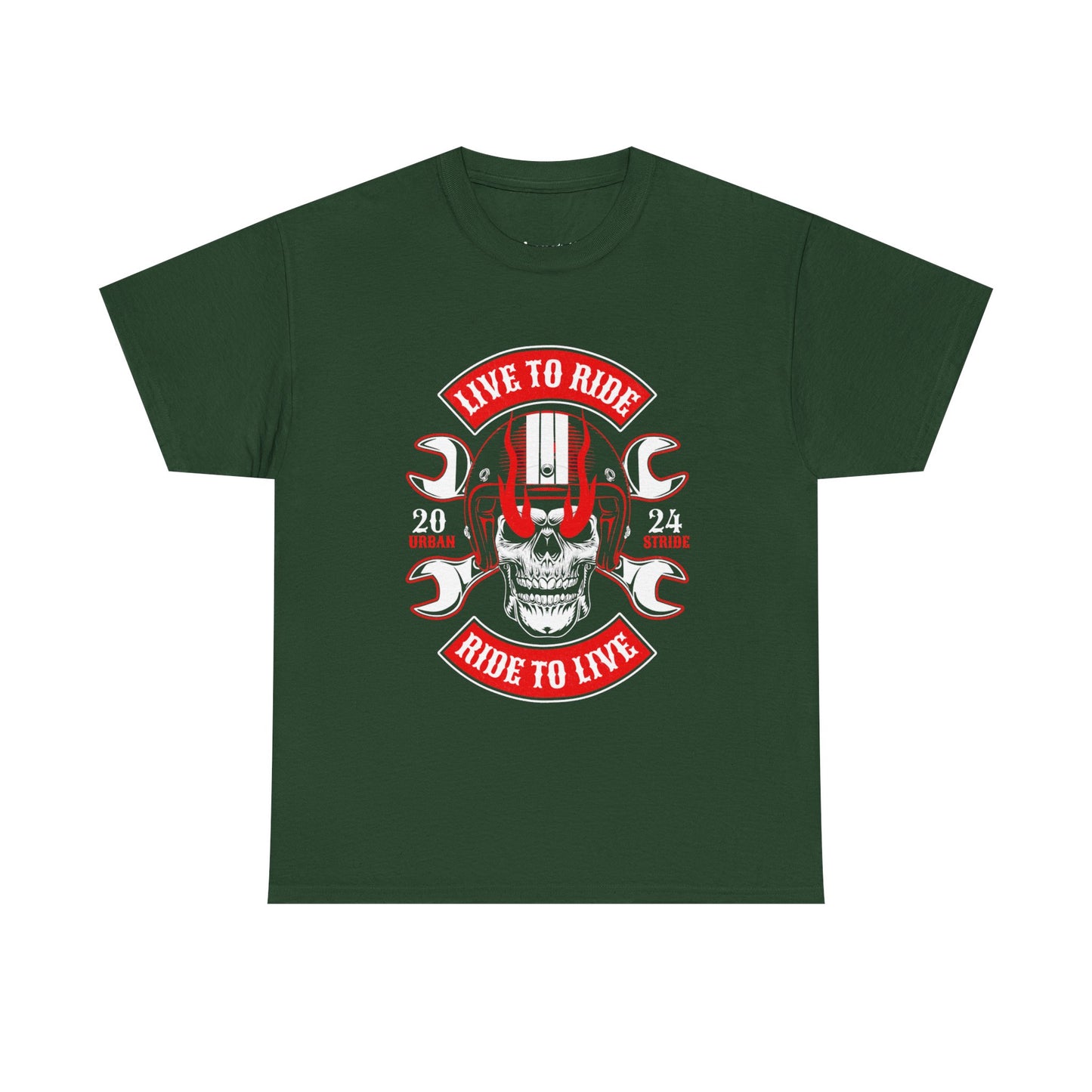 T-shirt con scritta "Live to ride ; Ride to live"