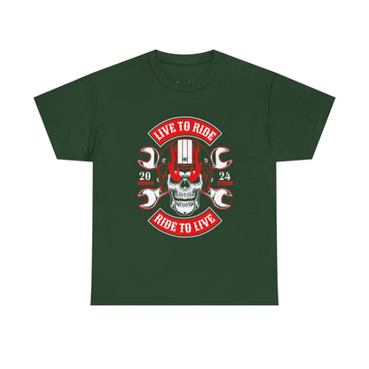 T-shirt con scritta "Live to ride ; Ride to live"