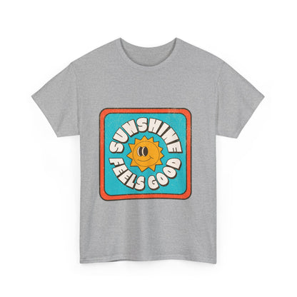 T-shirt con scritta "Sunshine feel good"