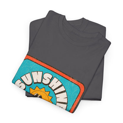 T-shirt con scritta "Sunshine feel good"