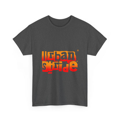 T-shirt con scritta "Urban Stride" sfumata arancio-rosso
