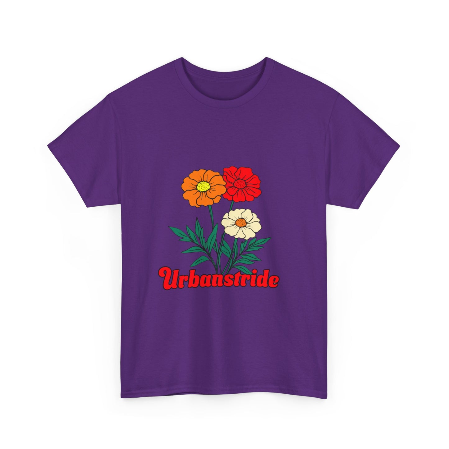 T-shirt con rappresentazione di fiori e scritta "Urbanstride"