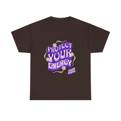 T-shirt con scritta "Protect your energy"