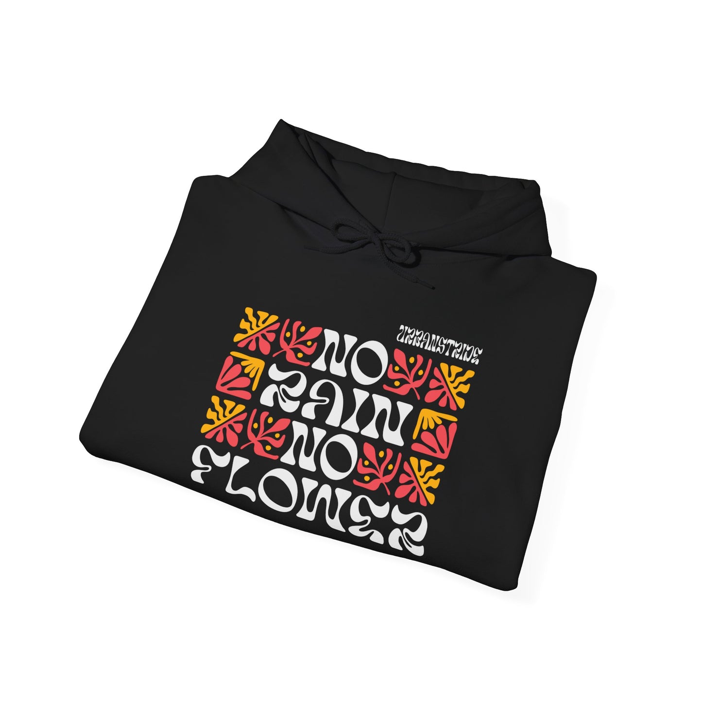 Felpa con scritta "No rain no flower"