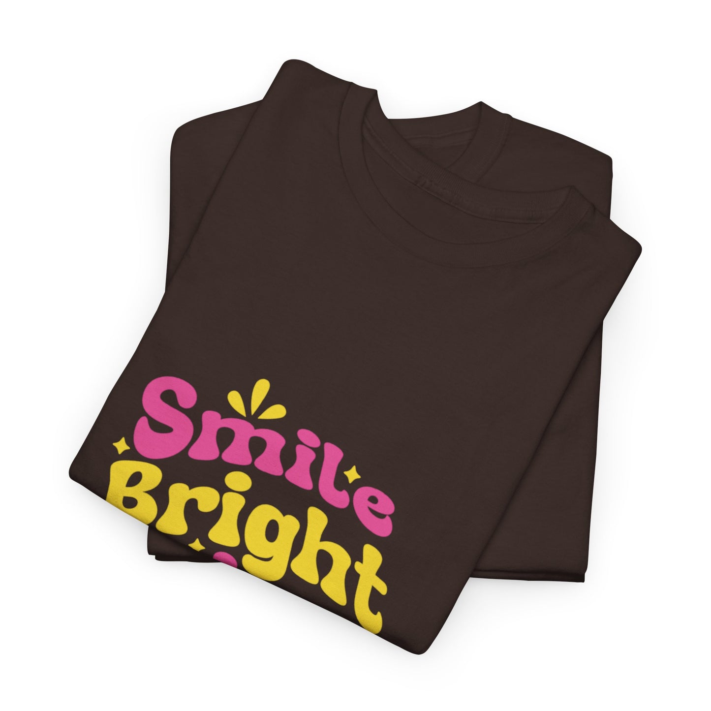 T-shirt con scritta "Smile bright shine always"