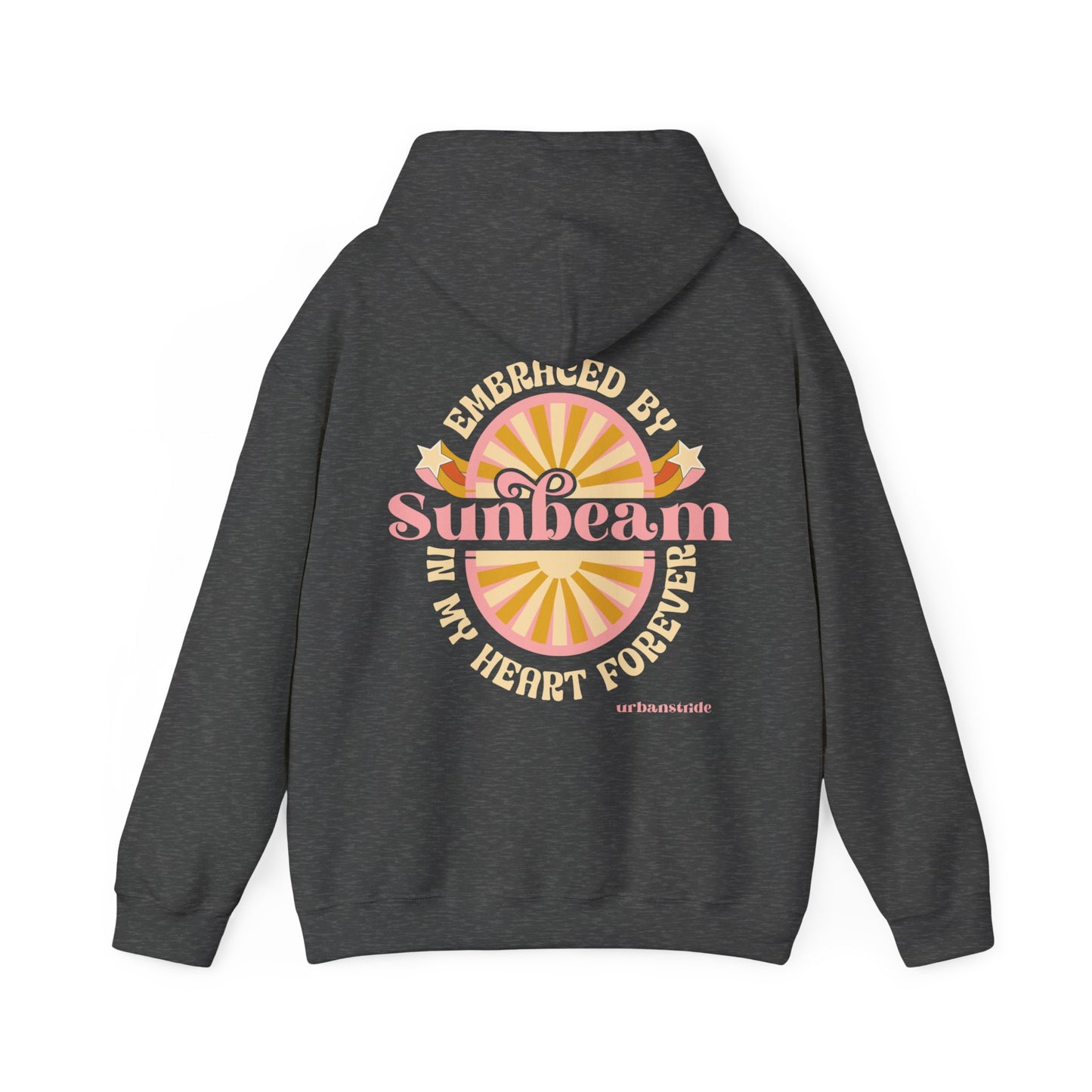 Felpa con scritta "Sunbeam embraced by in my heart forever"