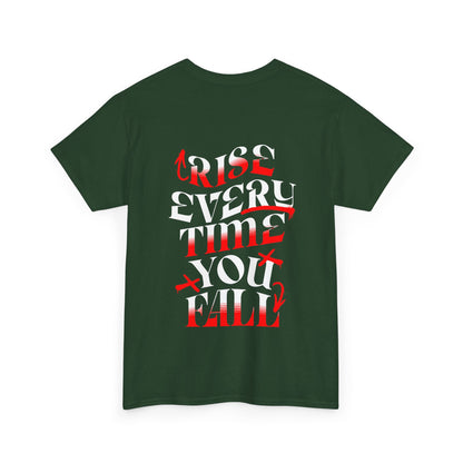 T-shirt con scritta "Rise every time you fall"