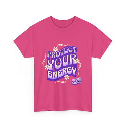 T-shirt con scritta "Protect your energy"
