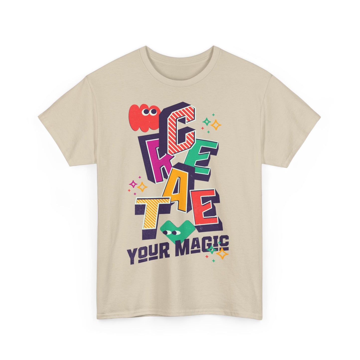 T-shirt con scritta "Create your magic"