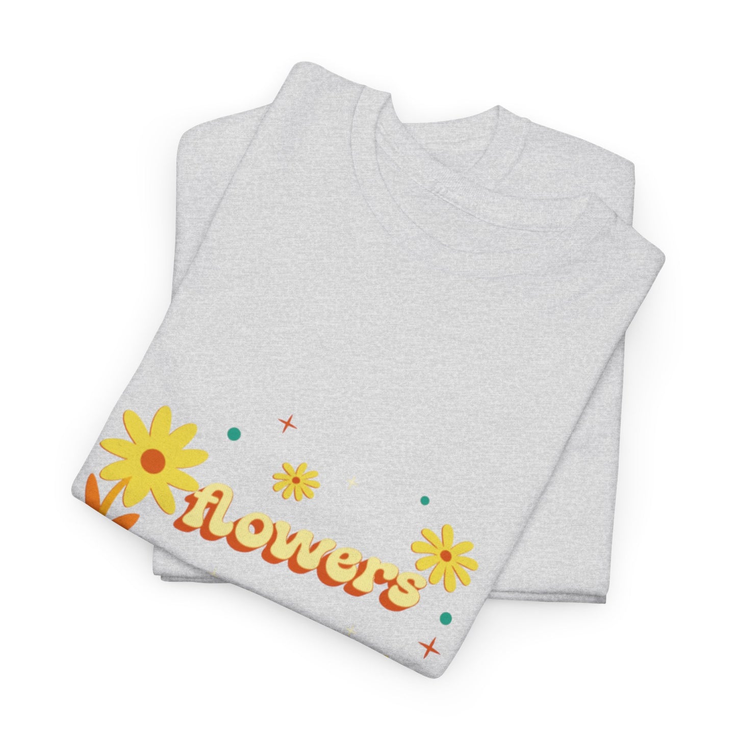 T-shirt con scritta "Flowers vibes"