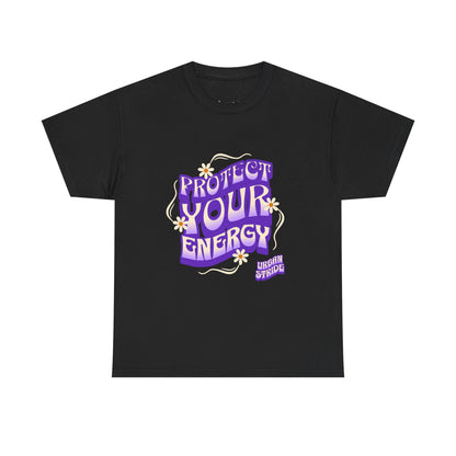 T-shirt con scritta "Protect your energy"