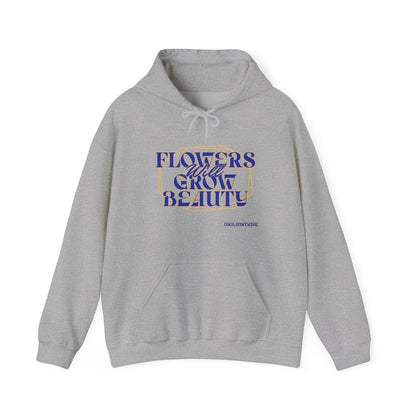 Felpa con scritta "Flowers will grow beauty"