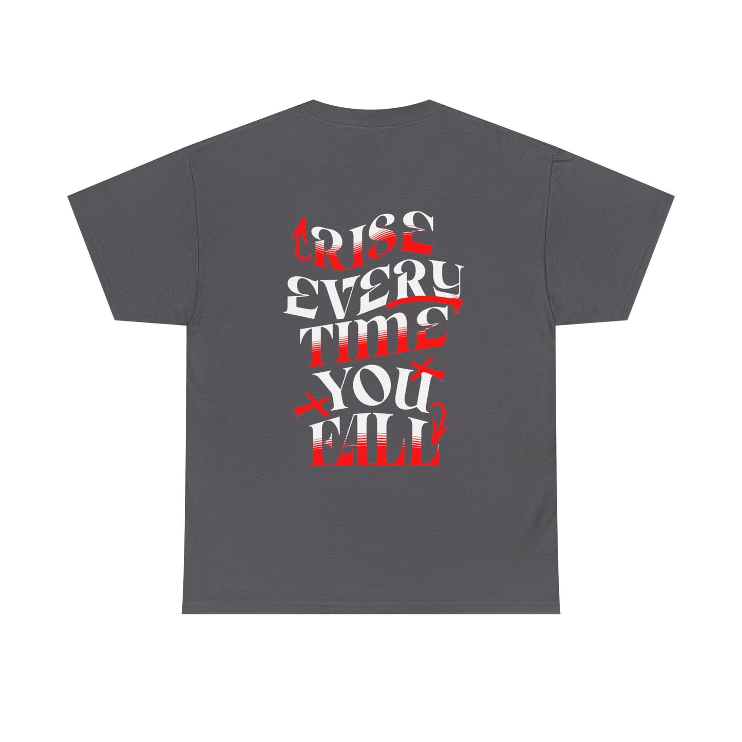T-shirt con scritta "Rise every time you fall"