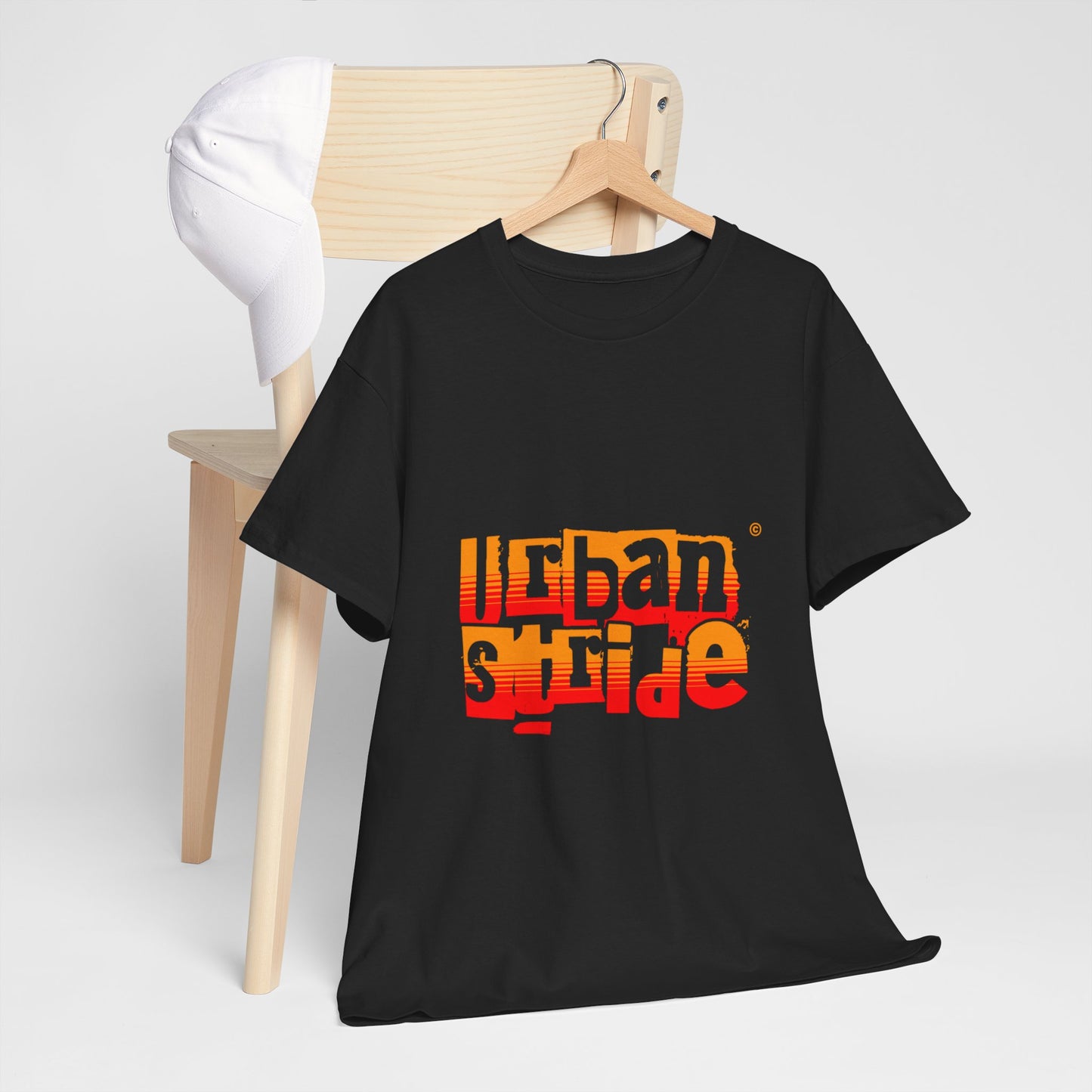 T-shirt con scritta "Urban Stride" sfumata arancio-rosso