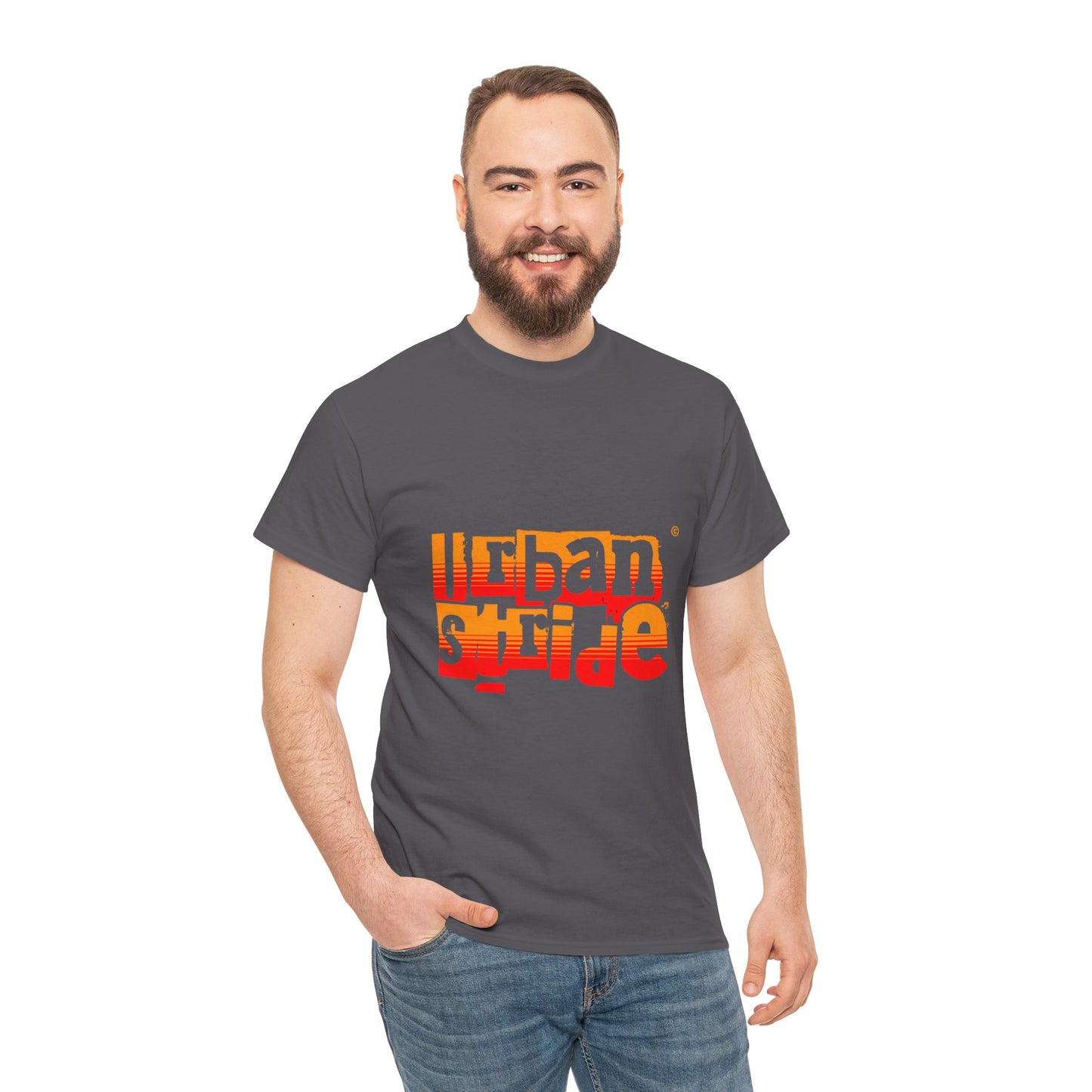 T-shirt con scritta "Urban Stride" sfumata arancio-rosso