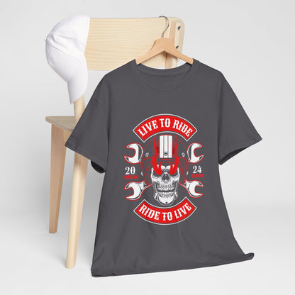 T-shirt con scritta "Live to ride ; Ride to live"