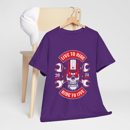 T-shirt con scritta "Live to ride ; Ride to live"