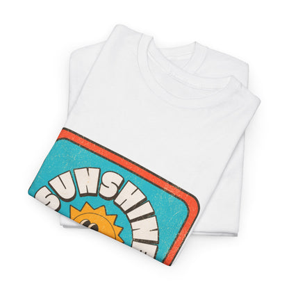 T-shirt con scritta "Sunshine feel good"